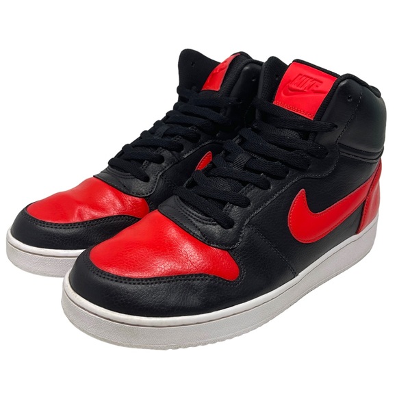Nike | Shoes | Nike Ebernon Mid Bred Black Red Basketball Shoes Aq77305 Sz  105 | Poshmark
